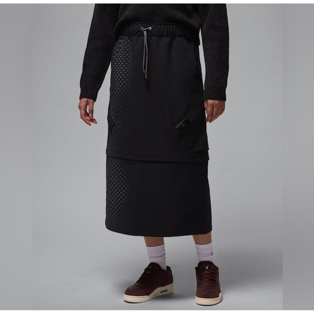 Nike Jordan 2-in-1 Convertible Midi Mini Skirt Black Ripstop Size Small